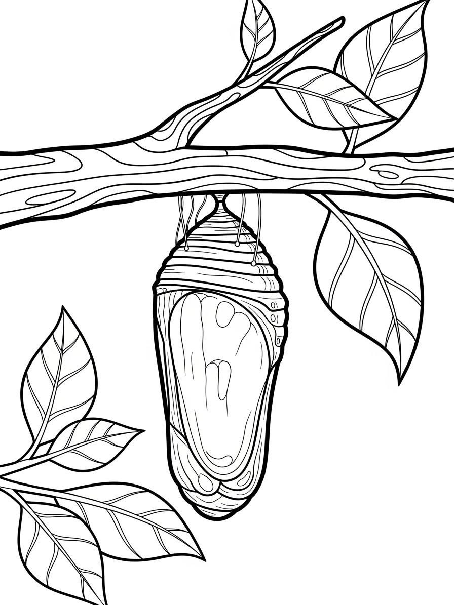 Desenho de Pupa em graveto para colorir