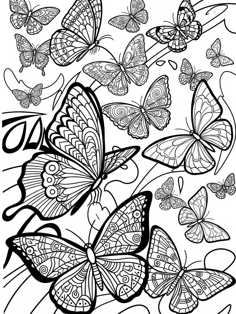 Desenho de Borboleta colorido com detalhes para colorir