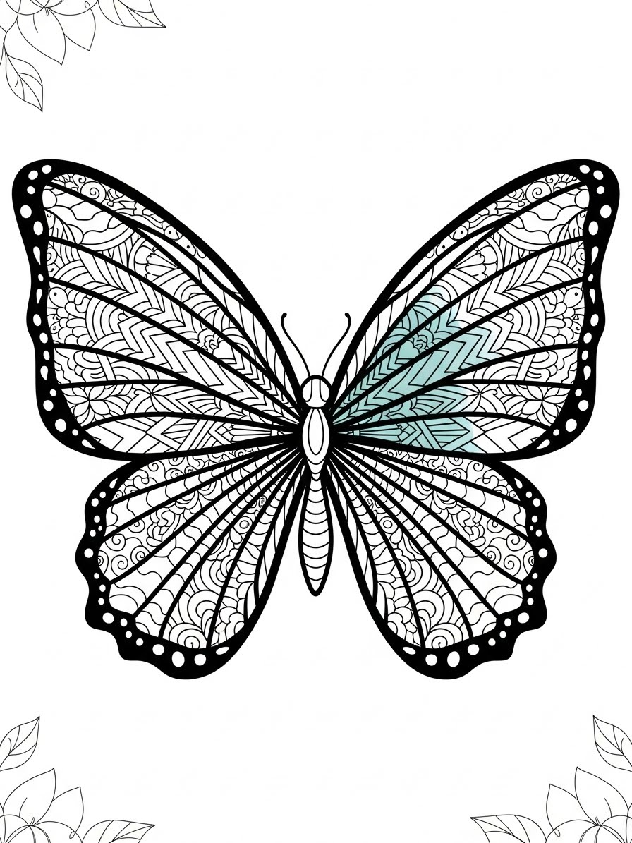 Desenho de Borboleta com detalhes para colorir