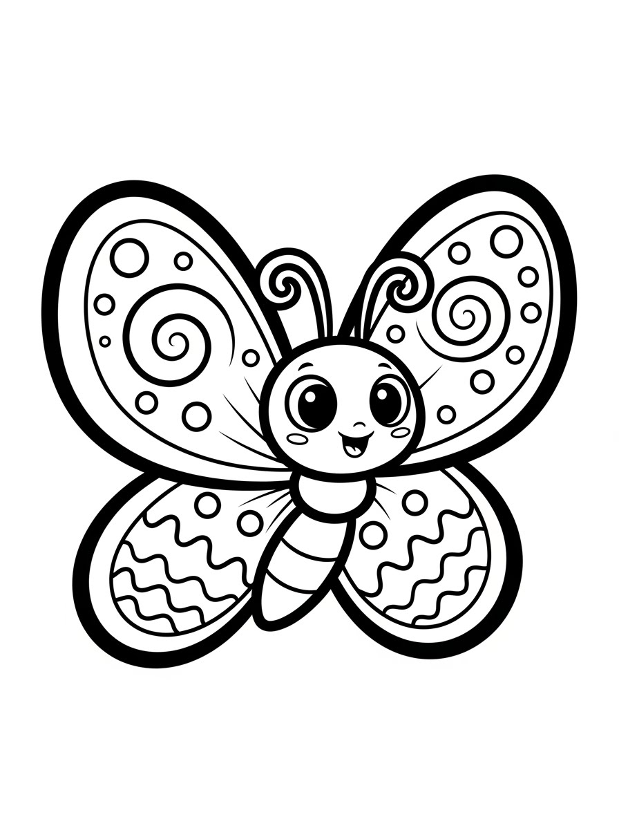 Desenho de Borboleta Fofa com detalhes para colorir