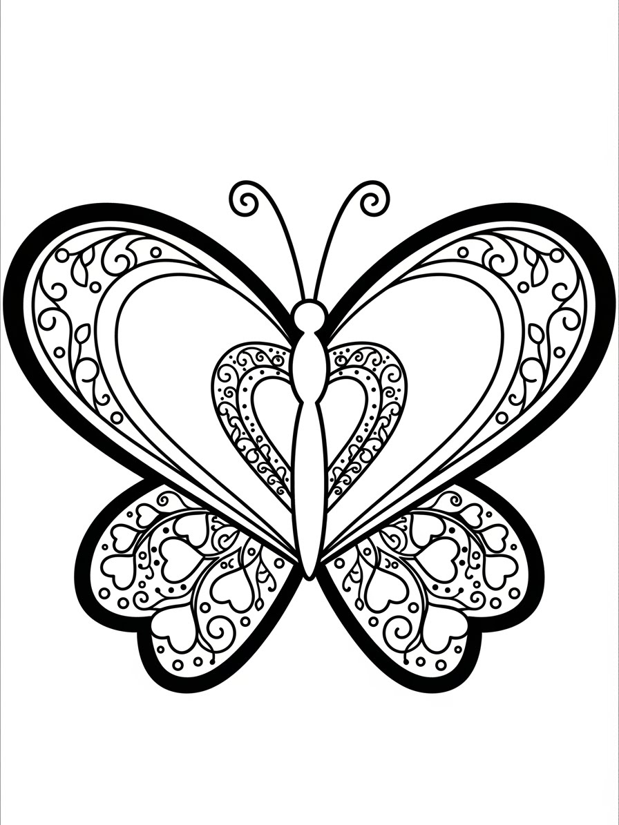 Desenho de Borboleta detalhada com padrões para colorir