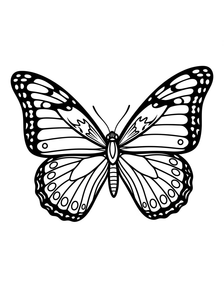Desenho de Borboleta bonita com detalhes para colorir