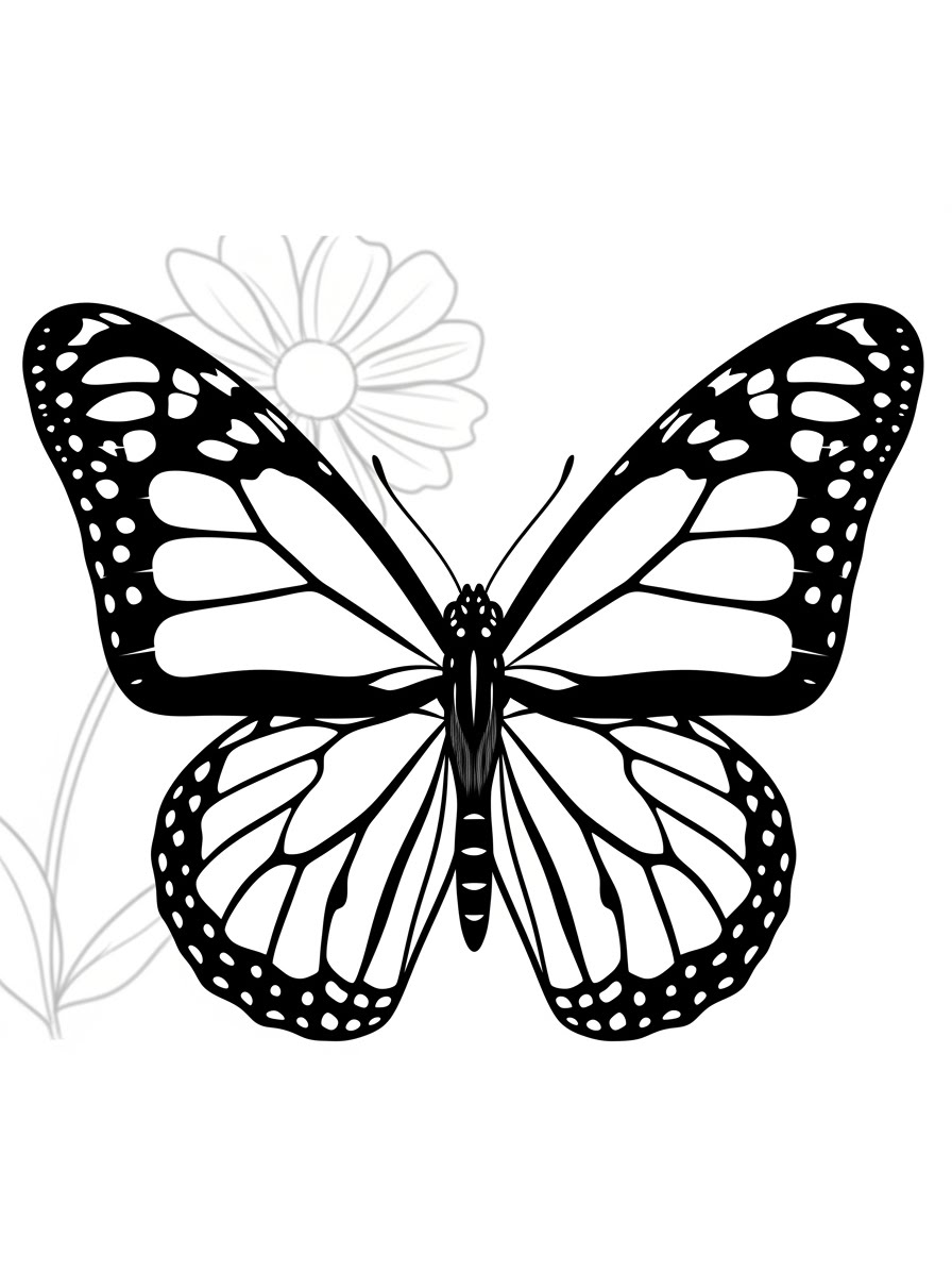 Desenho de Borboleta com detalhes para colorir