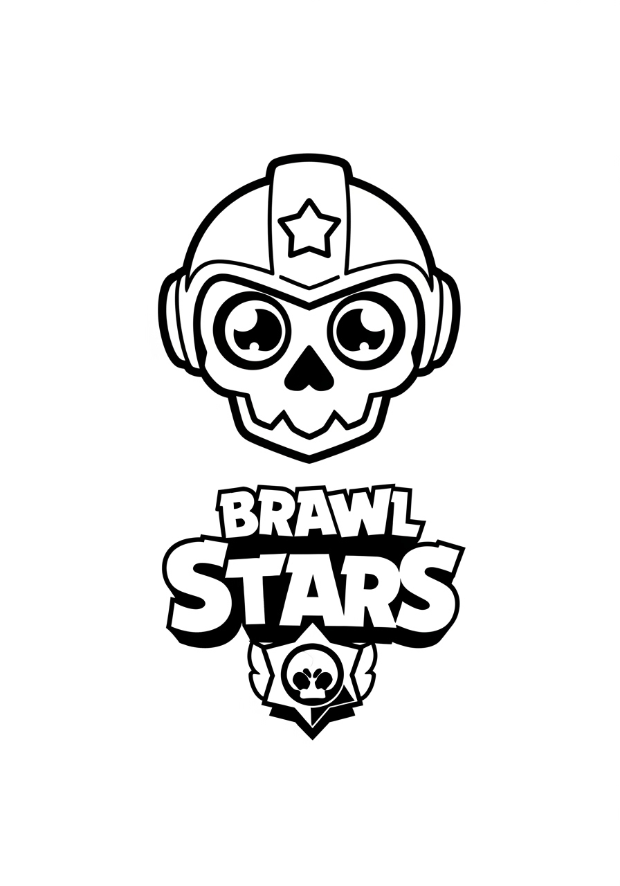 Desenho Brawl Stars com logo e personagem estilo caveira