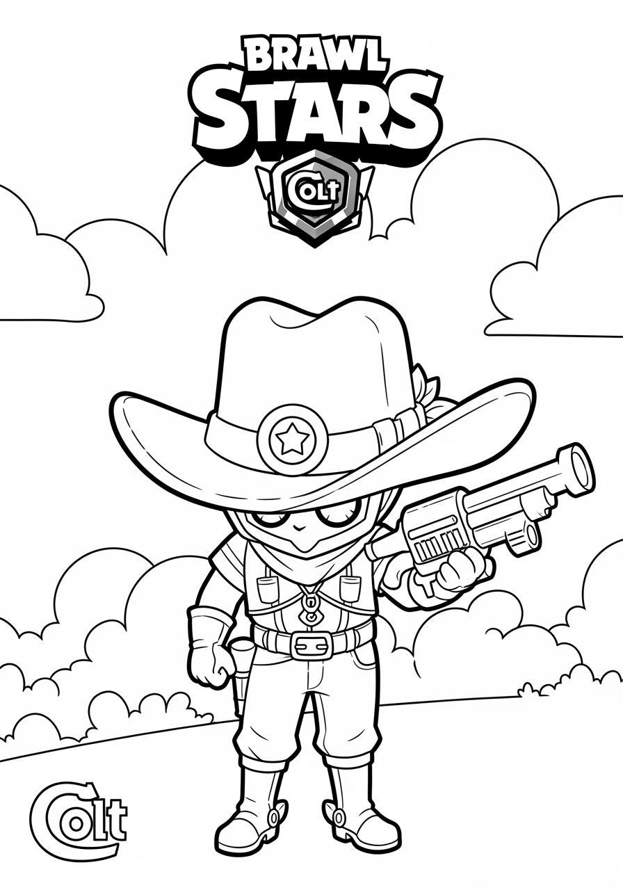Desenho Brawl Stars com Colt pronto para colorir