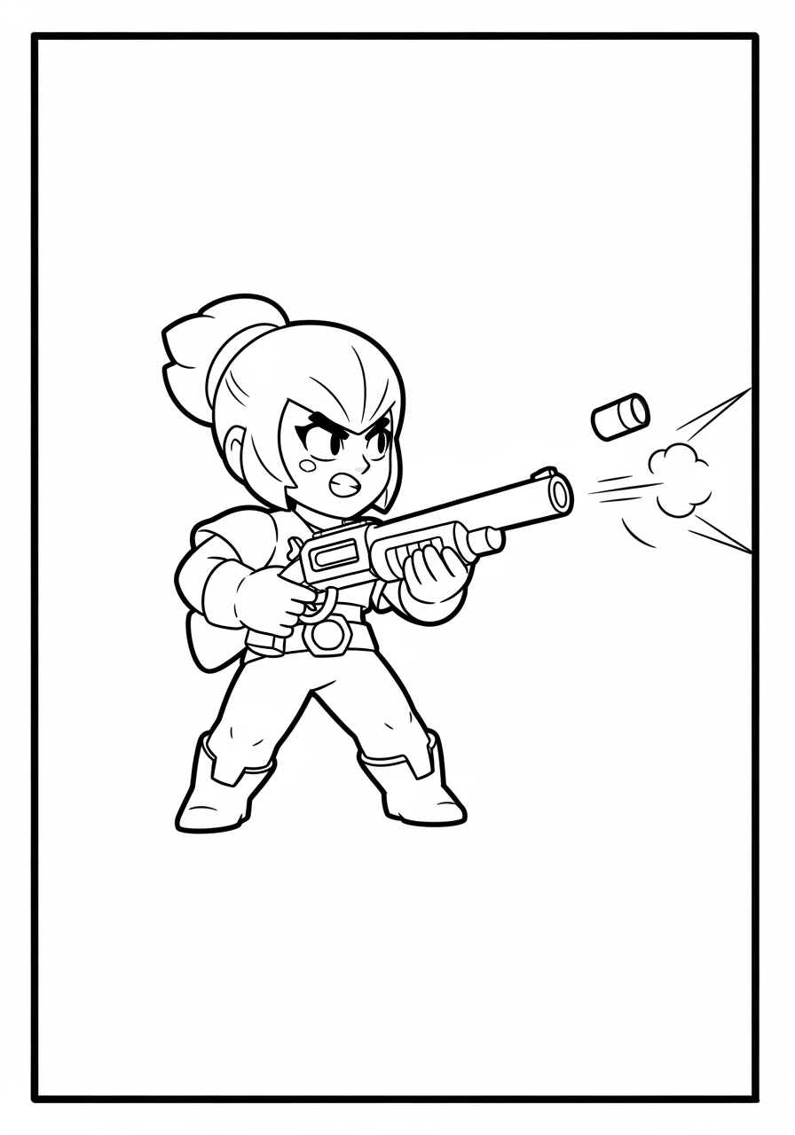 Desenho Brawl Stars com Colt atirando para colorir