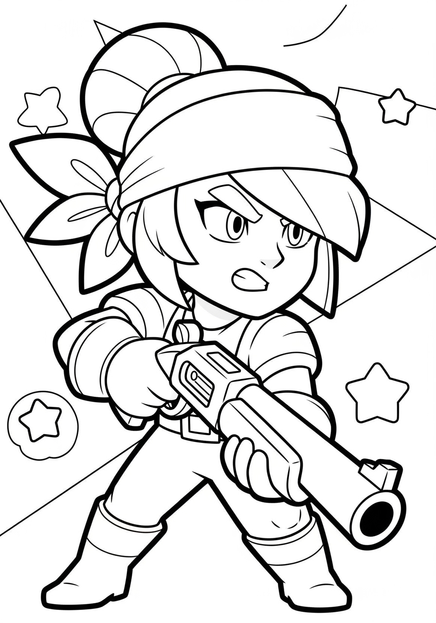 Desenho Brawl Stars da personagem Shelly pronta para combate