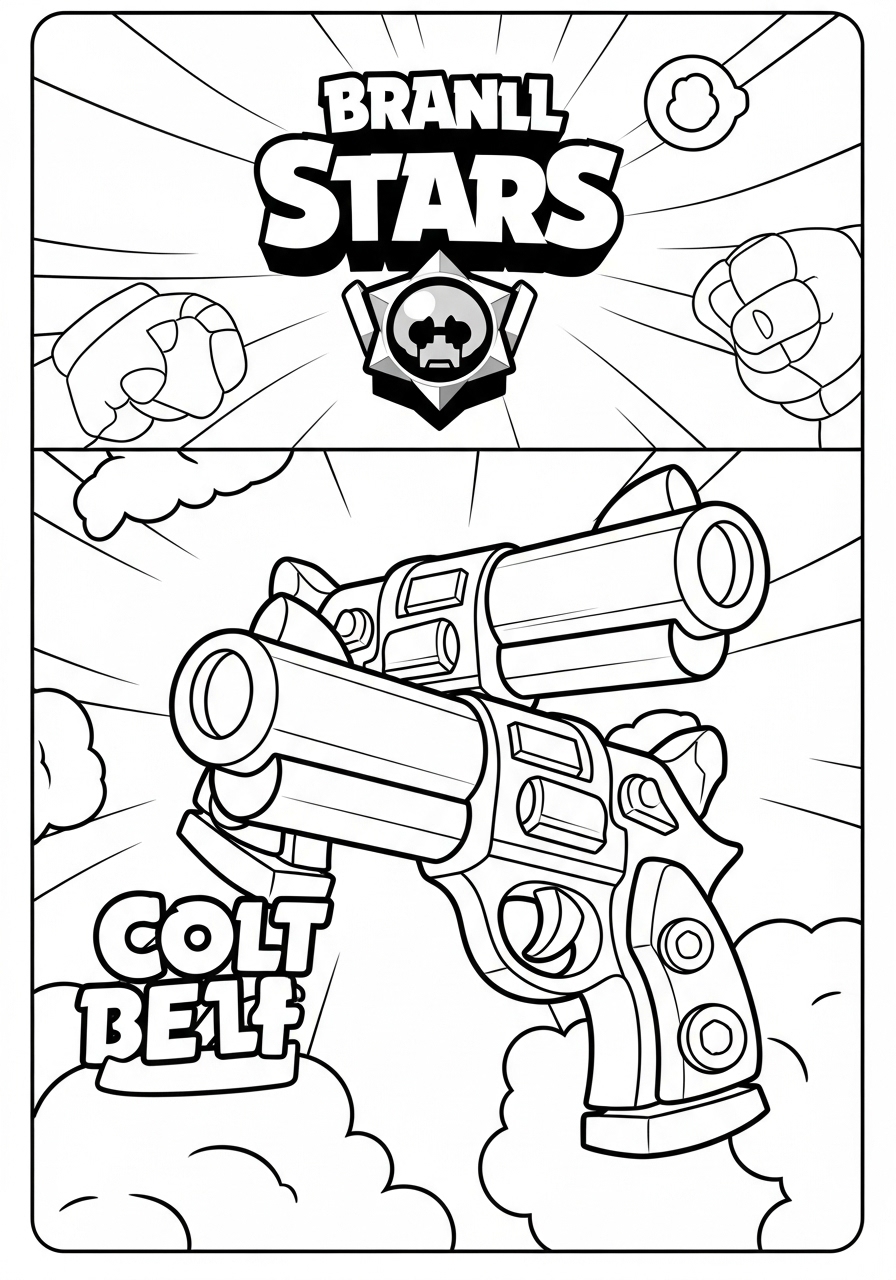 Desenho Brawl Stars de Colt e sua arma para colorir