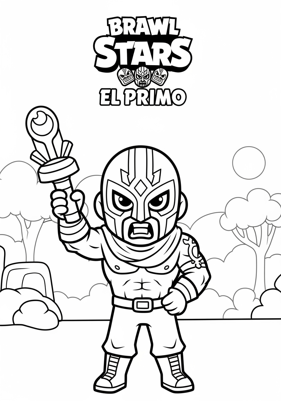Desenho Brawl Stars com El Primo pronto para colorir