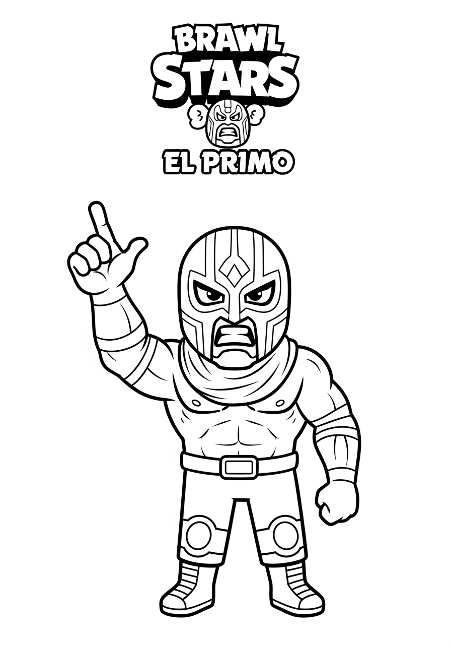 Desenho Brawl Stars com El Primo em posição de luta