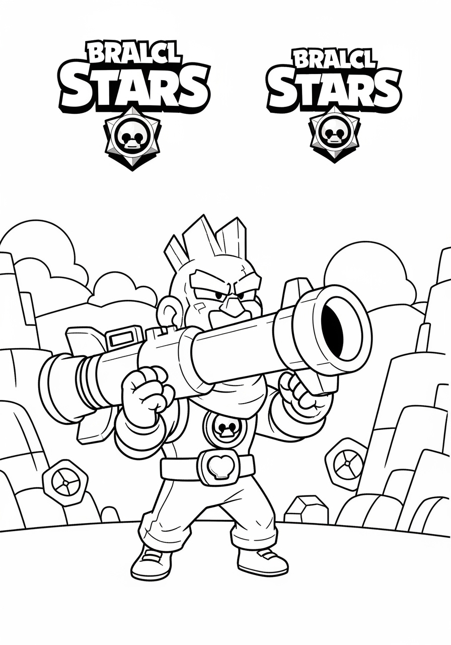Desenho Brawl Stars com Colt segurando seu rifle para colorir
