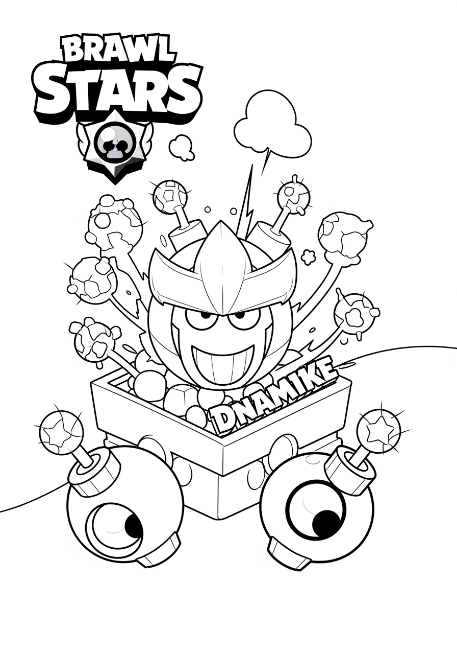 Desenho Brawl Stars do DynaMike com caixa de surpresas