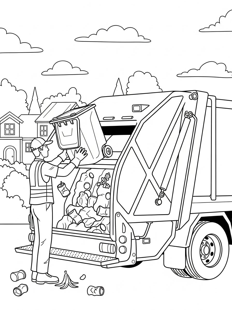 Desenho de Camião de lixo para colorir
