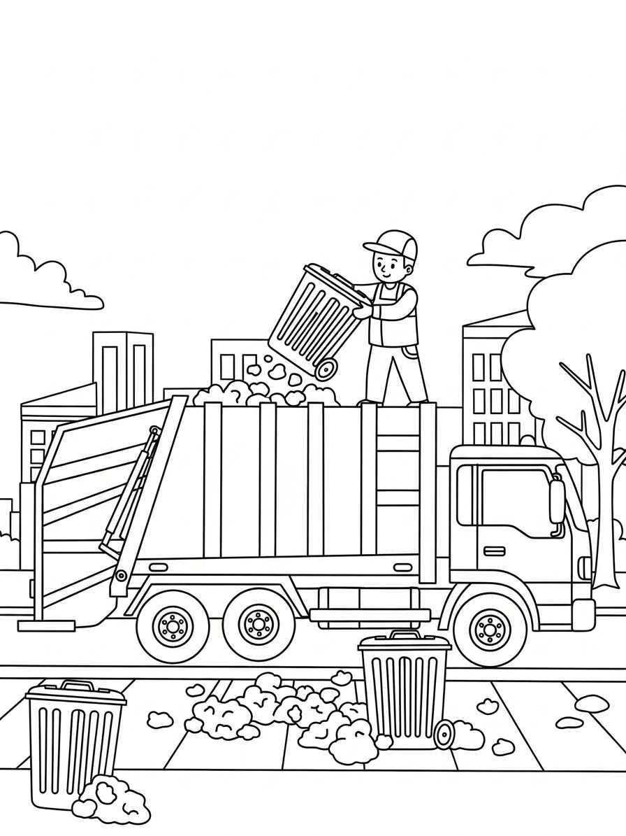 Desenho de Camião de lixo para colorir