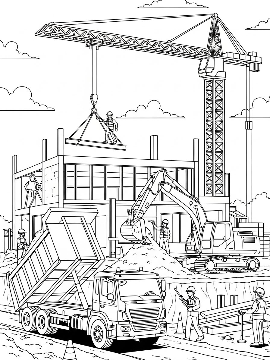 Desenho de Camião de obras para colorir