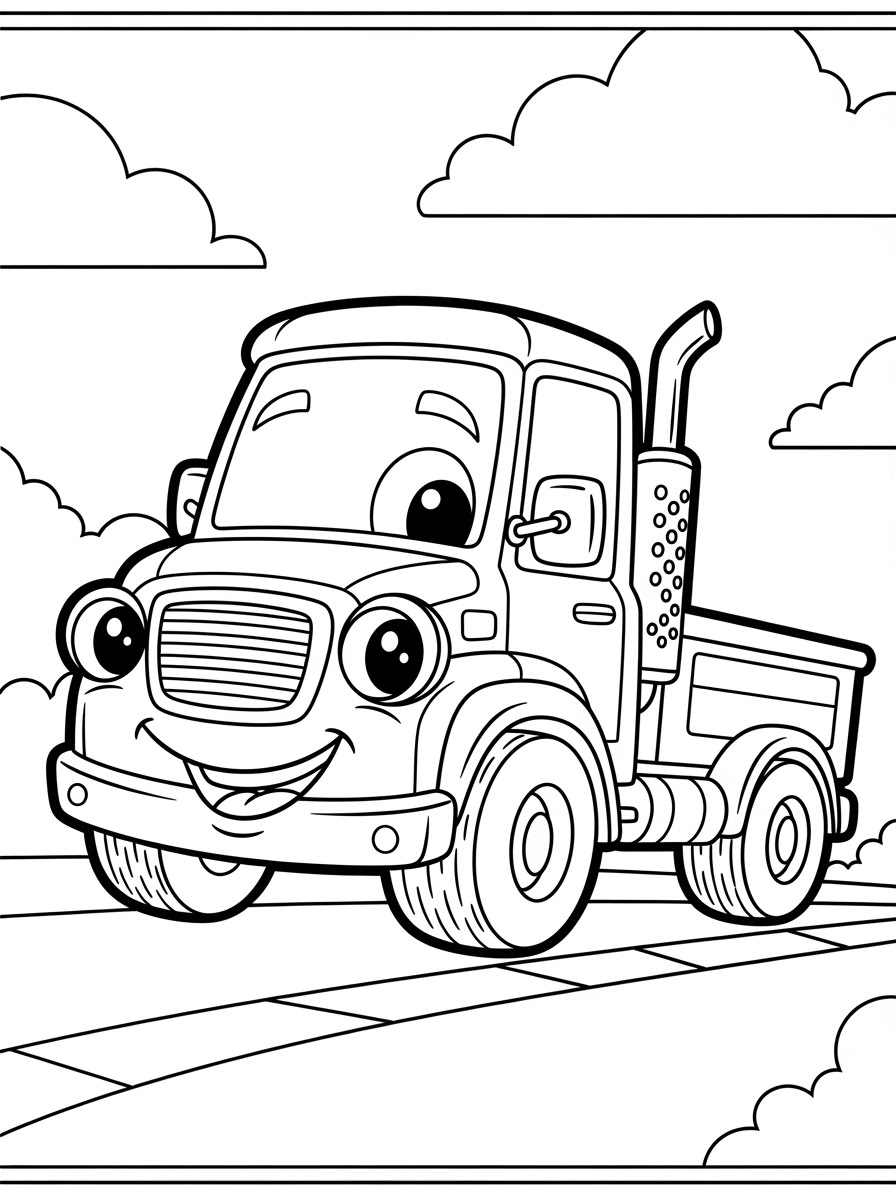 Desenho de Camião feliz para colorir