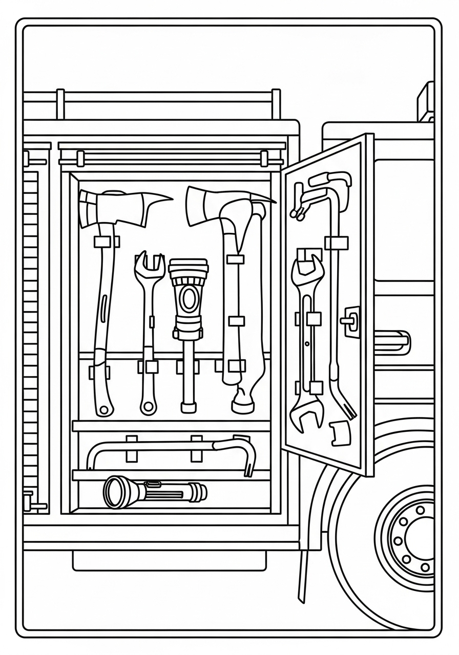 Desenho do interior do Caminhão dos Bombeiros para colorir