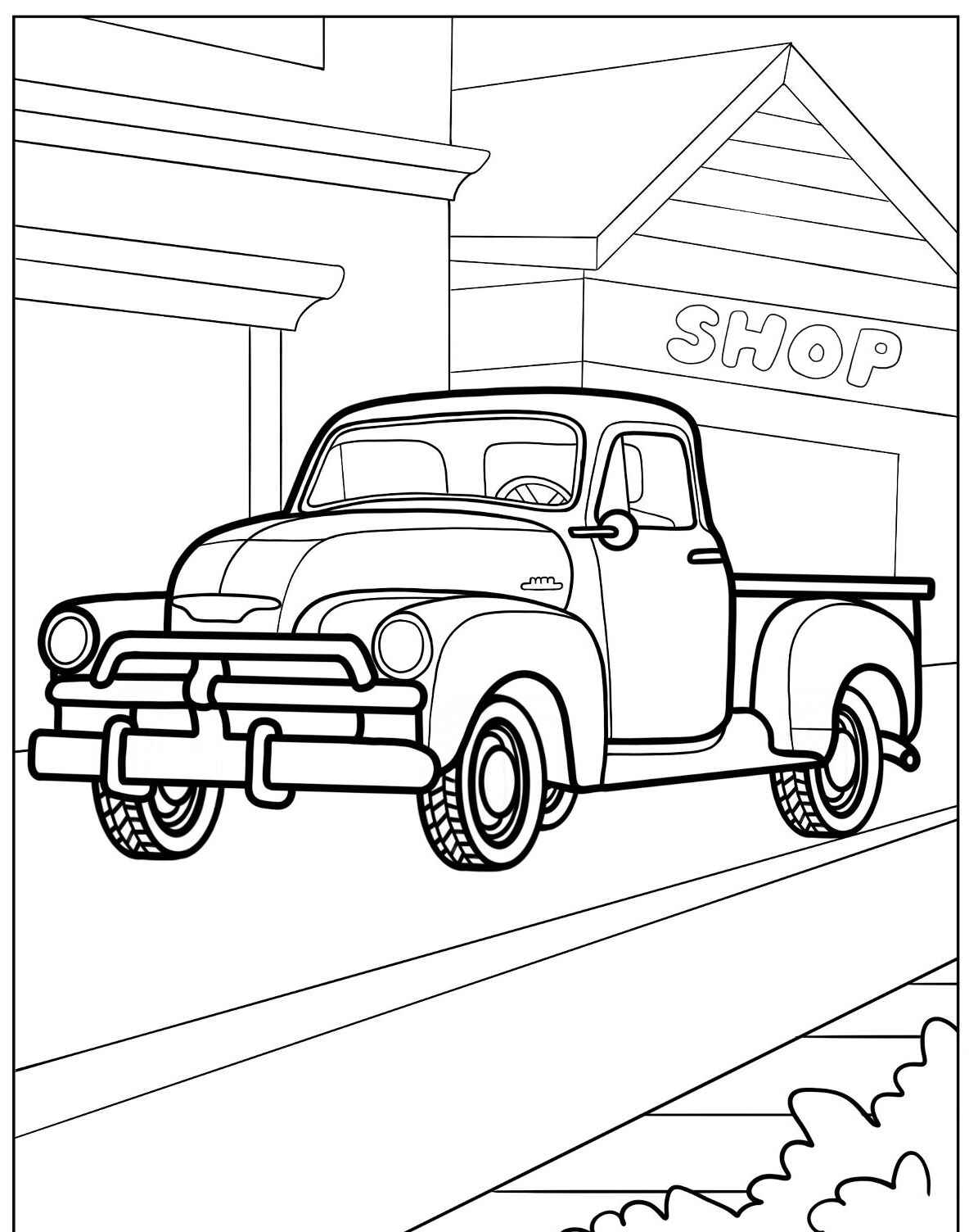 Desenho de Caminhão Vintage para colorir