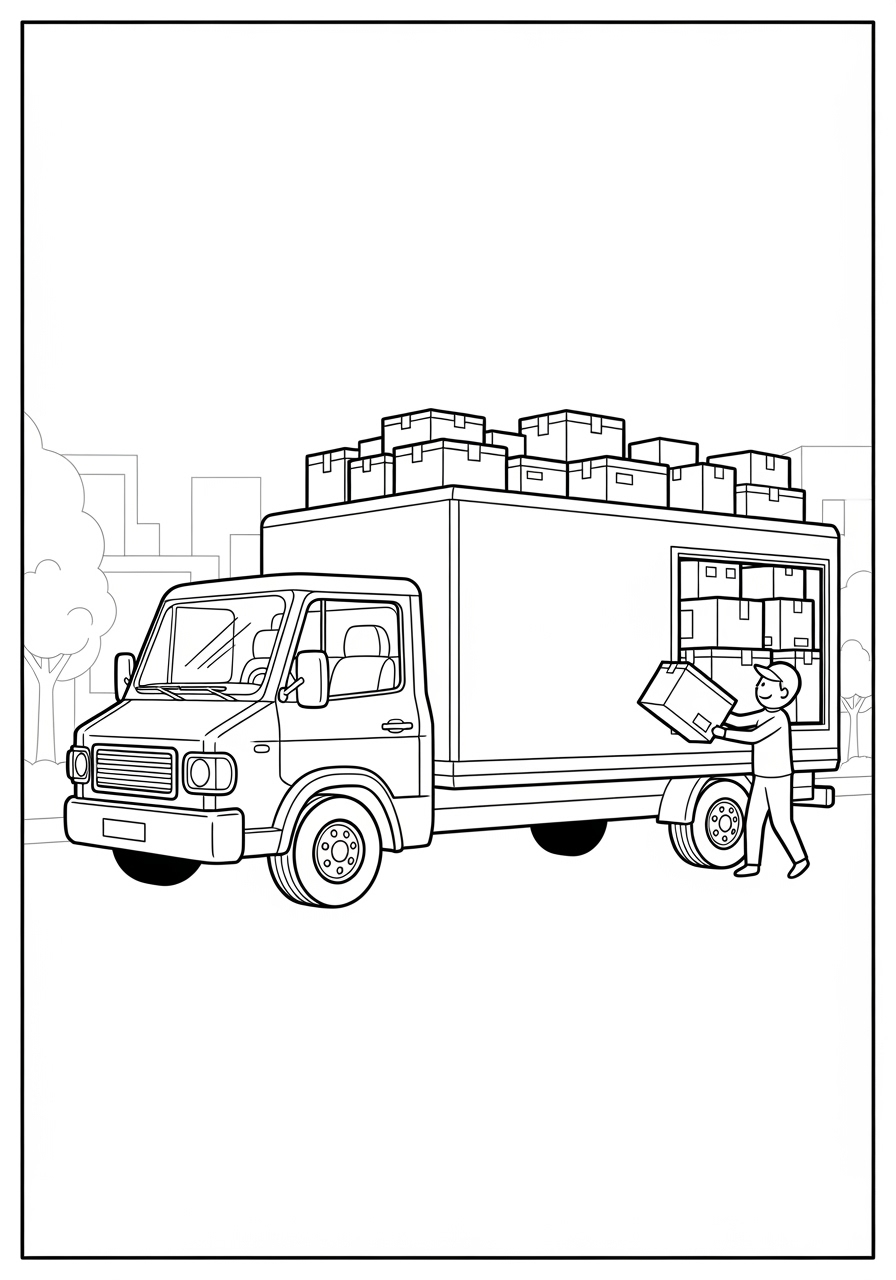 Desenho de Caminhão de Entregas para colorir