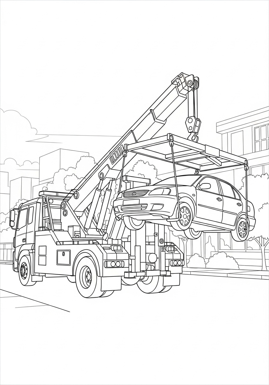 Desenho de Caminhão Guindaste para colorir