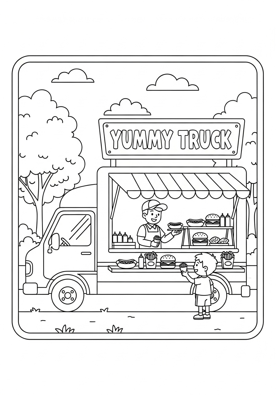 Desenho de Caminhão de Comida para colorir