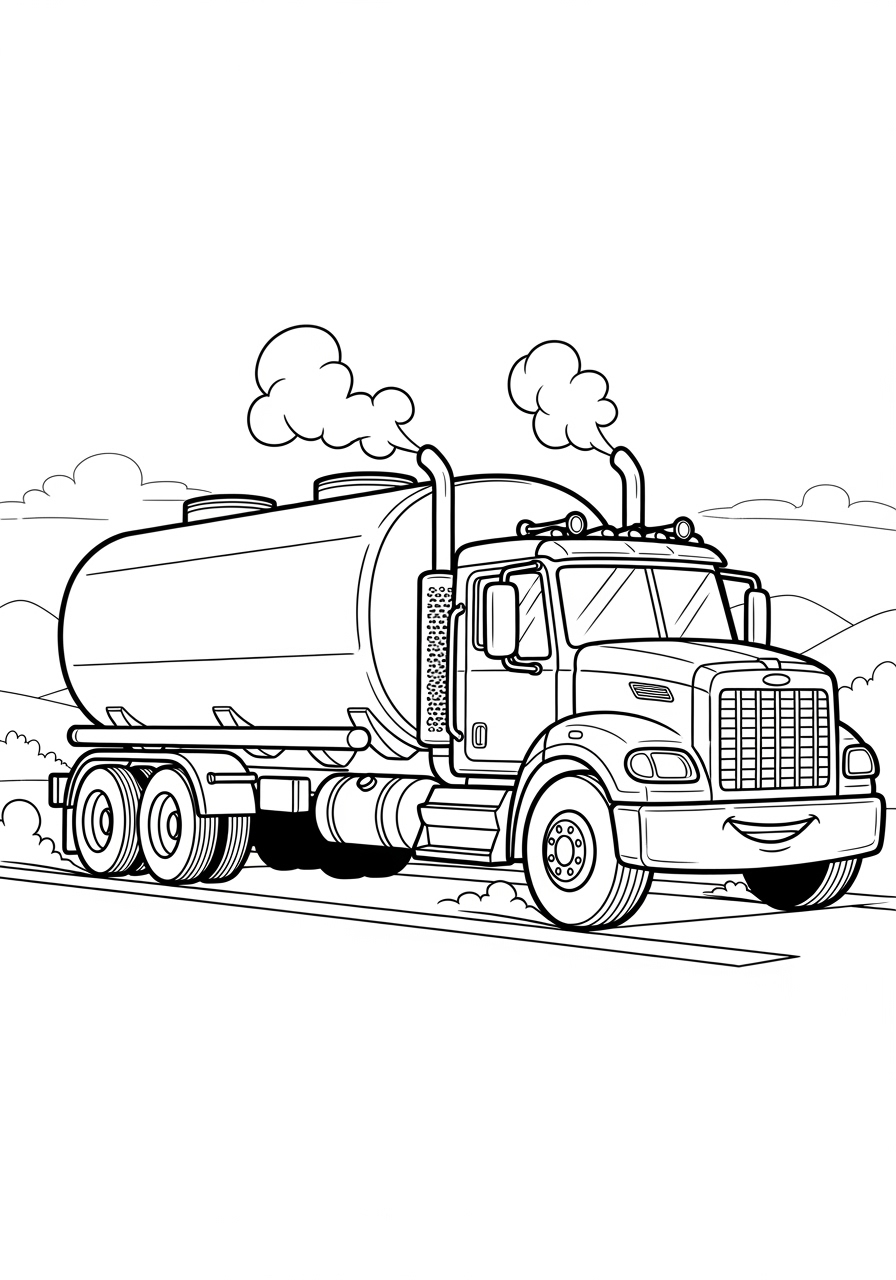 Desenho de Caminhão Cegonha fofo para colorir