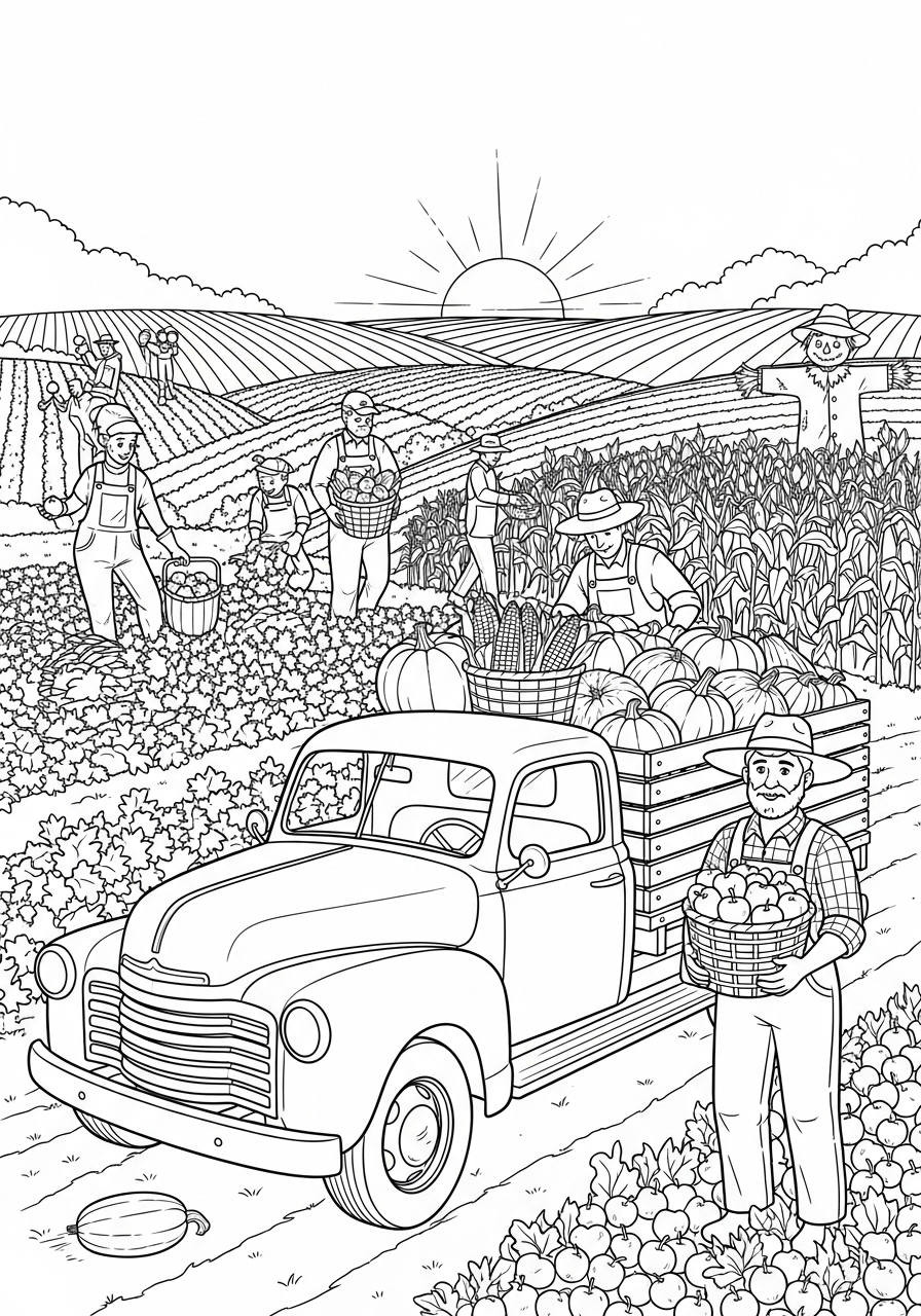 Desenho de Caminhão na Fazenda para colorir