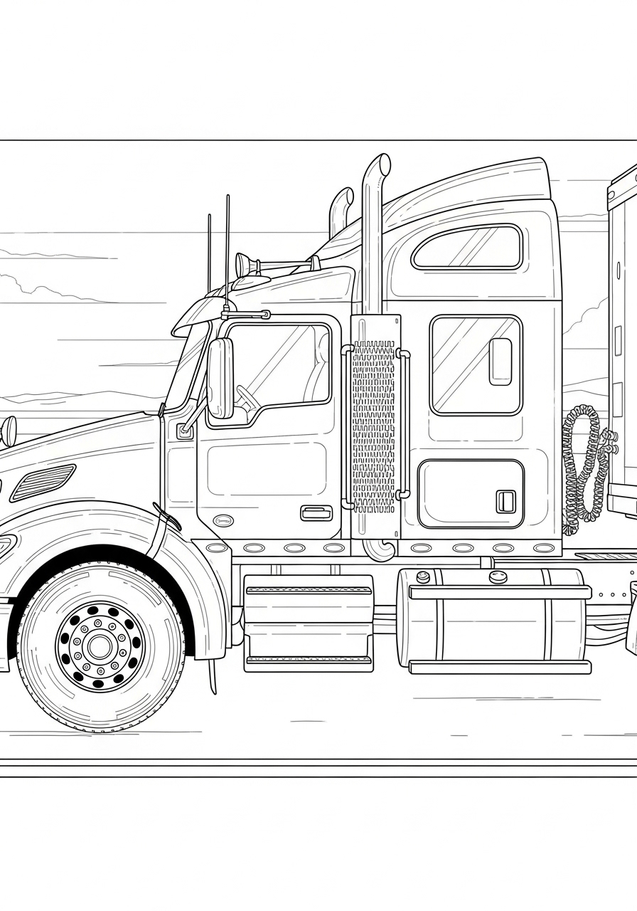 Desenho de Caminhão Realista para colorir