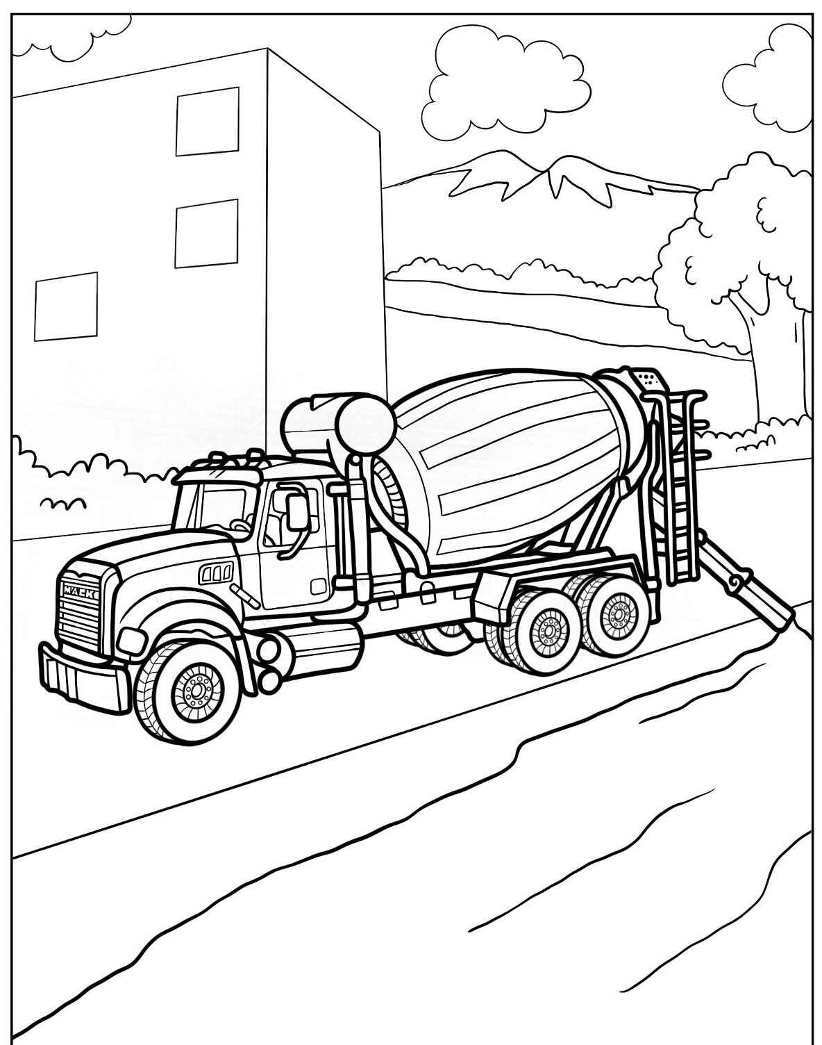 Desenho de Caminhão Betoneira para colorir