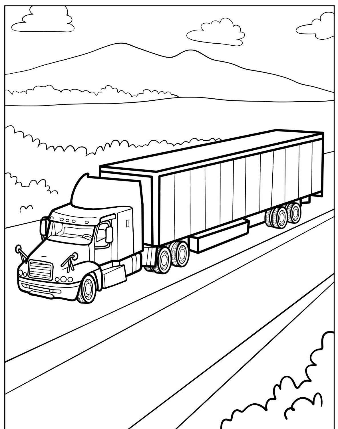 Desenho de Caminhão de Carga Simples para colorir