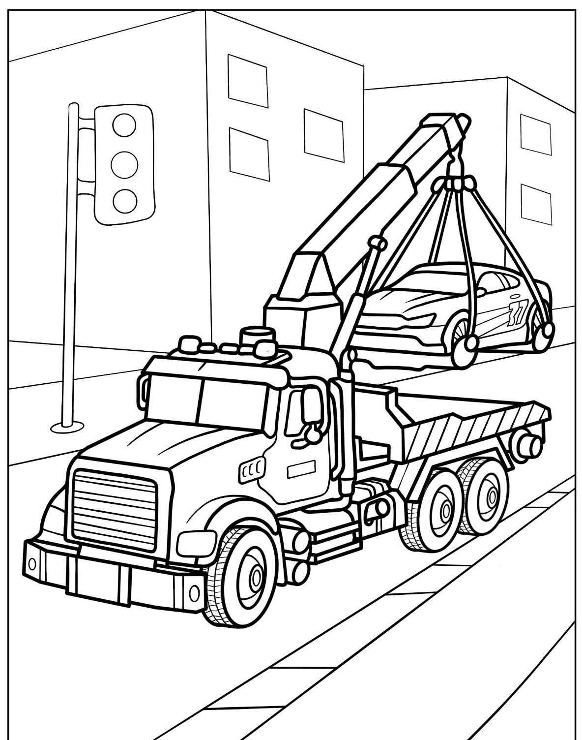 Desenho de Caminhão Guindaste para colorir