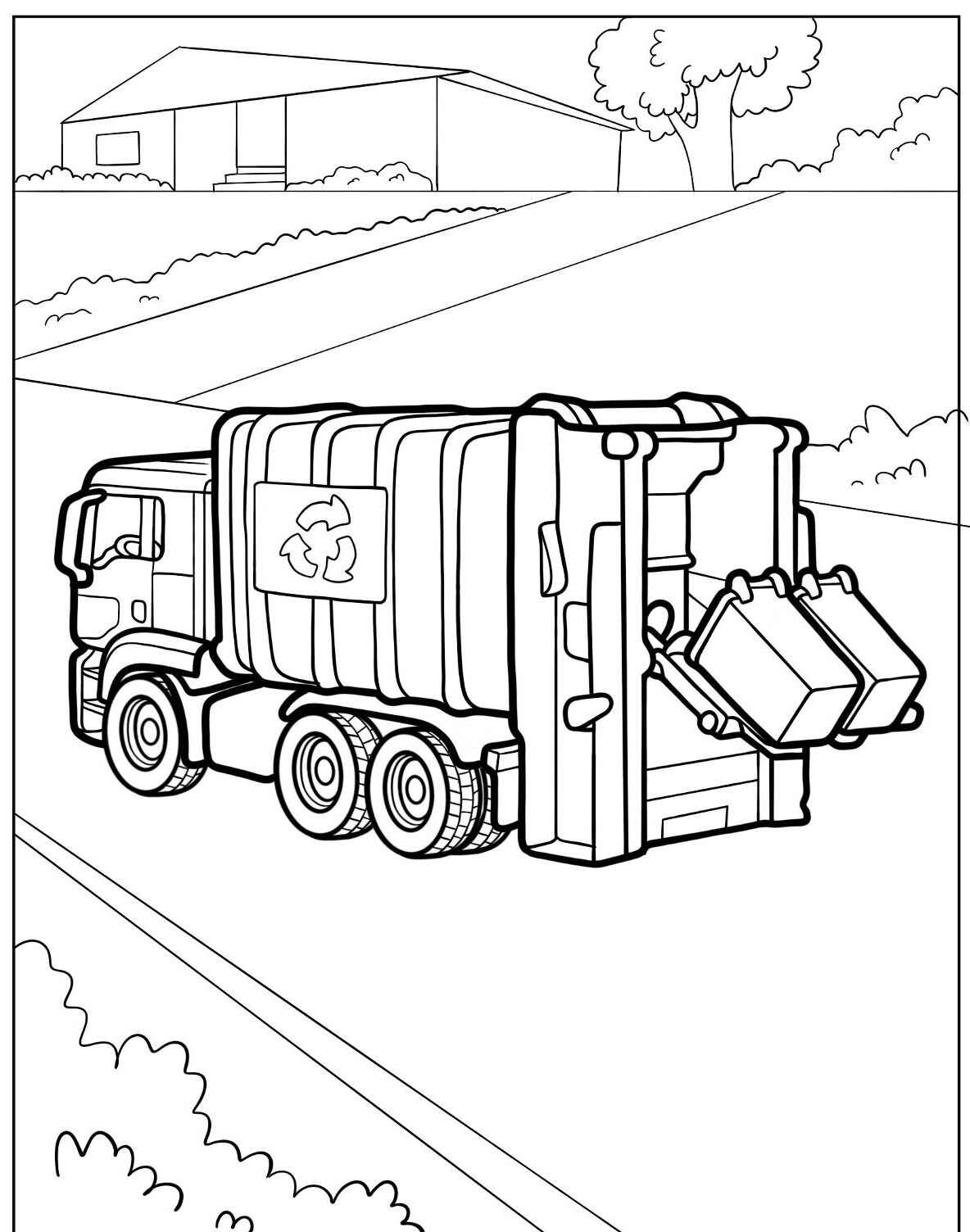 Desenho de Caminhão de Reciclagem Simples para colorir