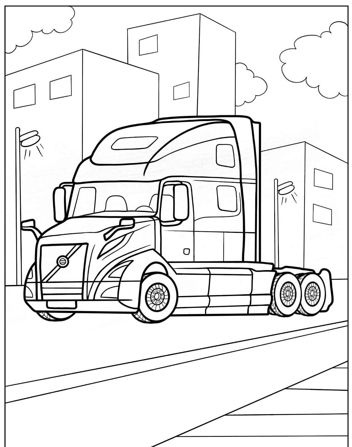 Desenho de Caminhão Carreta Realista para colorir