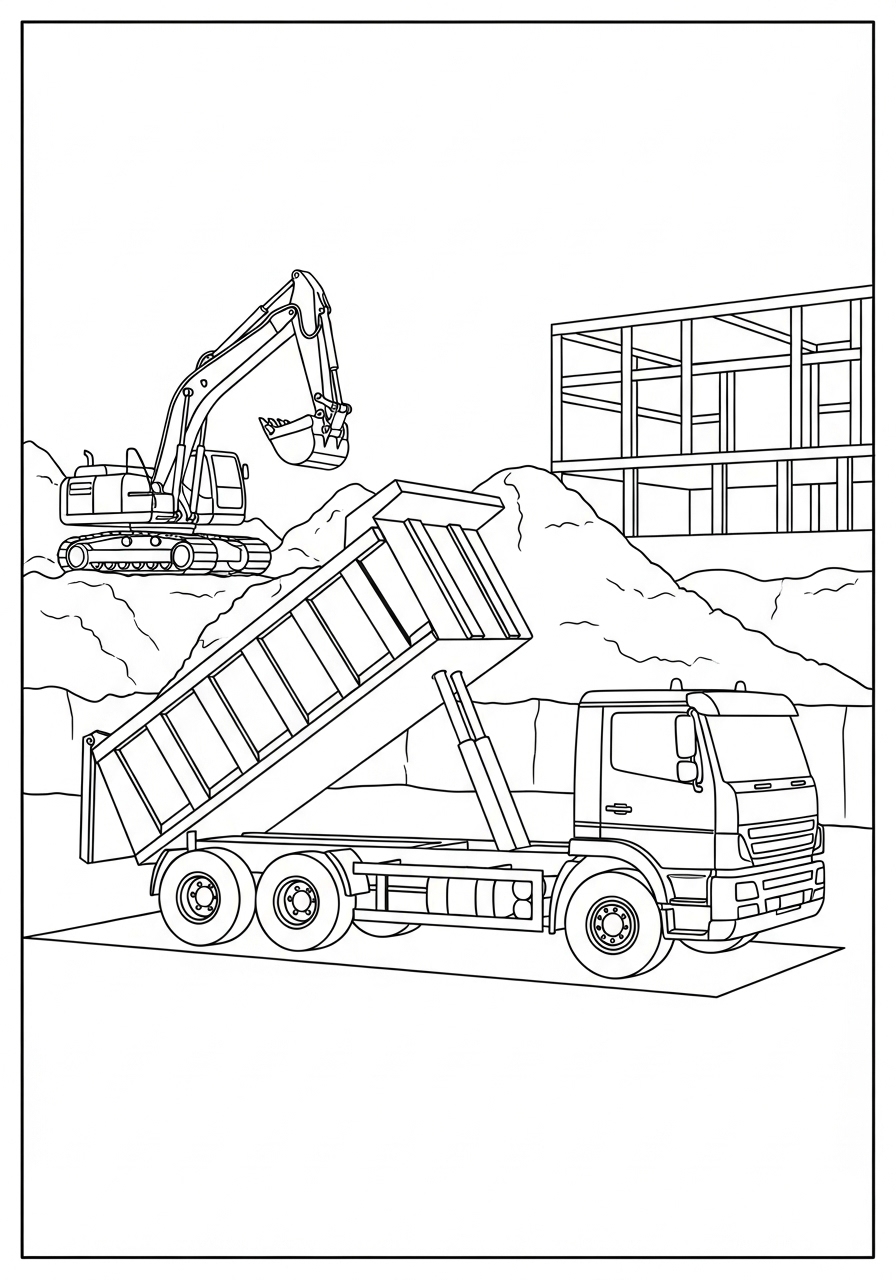 Desenho de Caminhão Basculante para colorir