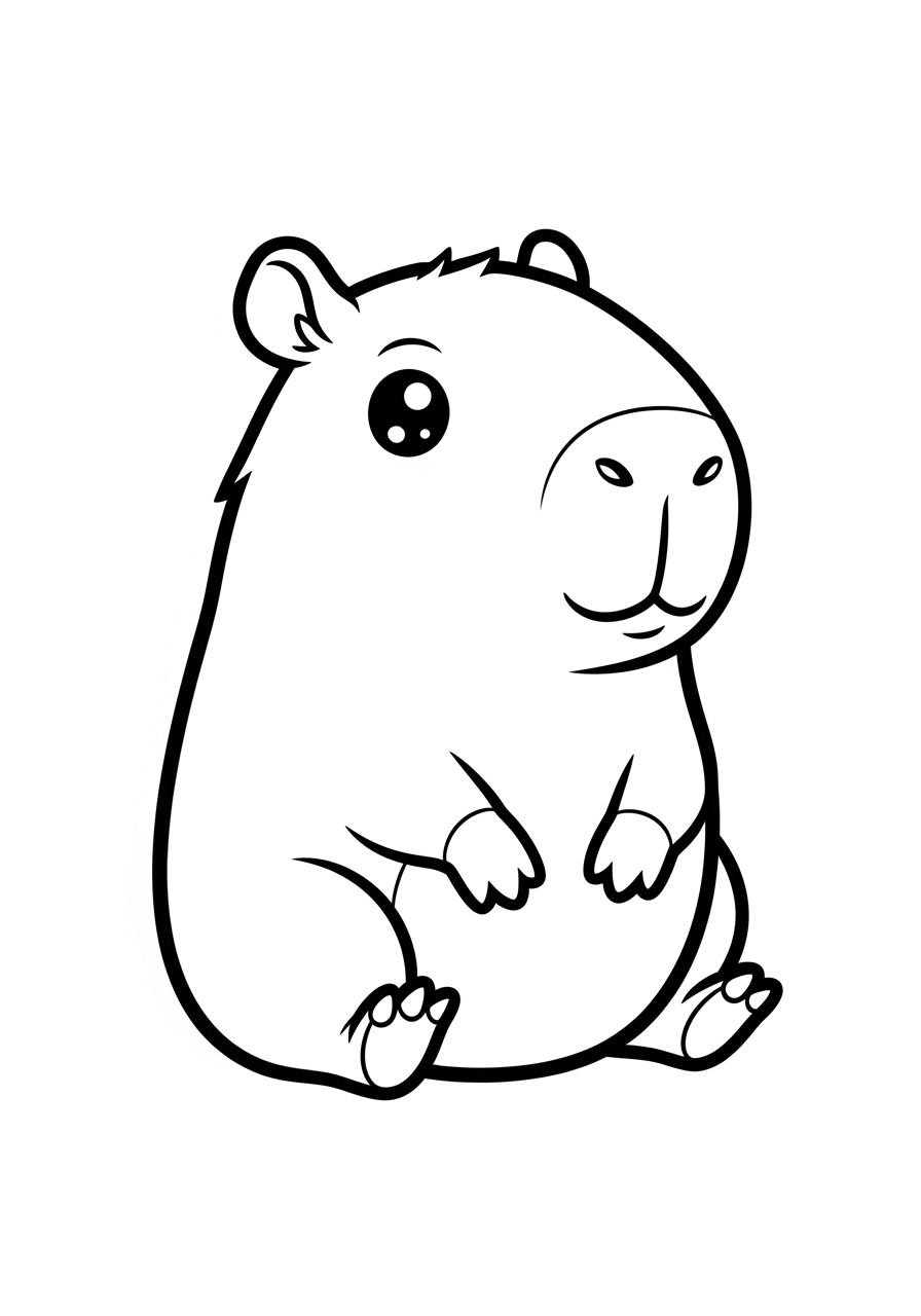 Desenho de Capivara fofa para imprimir e colorir