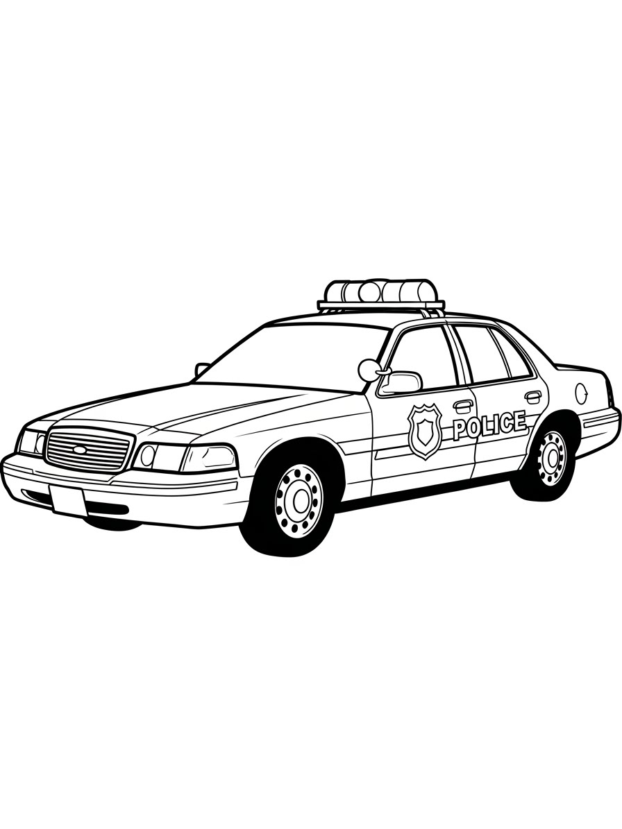 Desenho do Carro da Polícia lateral para colorir