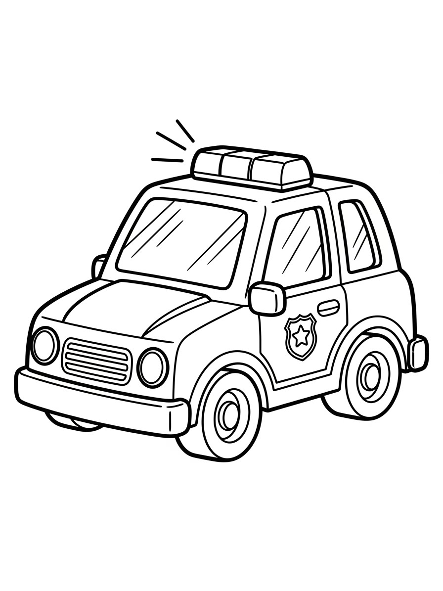 Desenho do Carro da Polícia simples para colorir