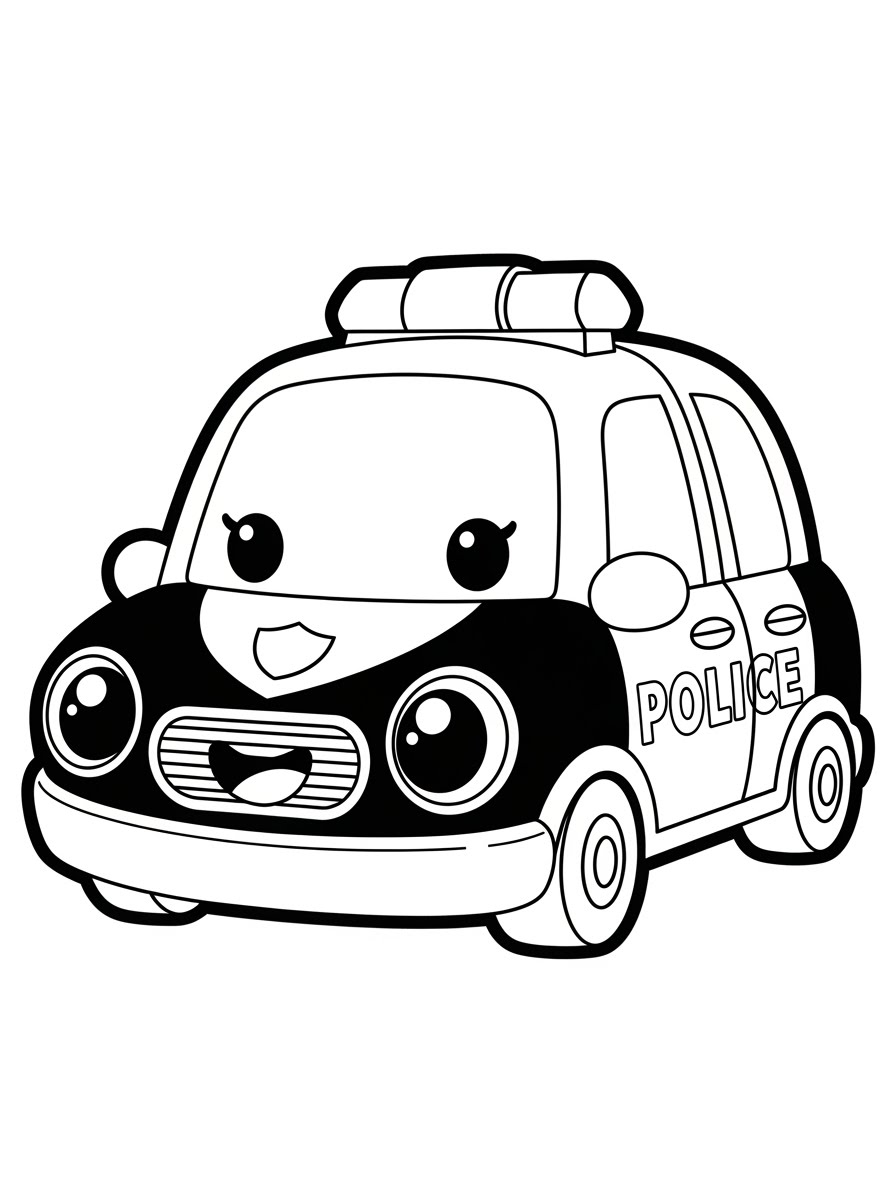 Desenho do Carro da Polícia fofo para colorir