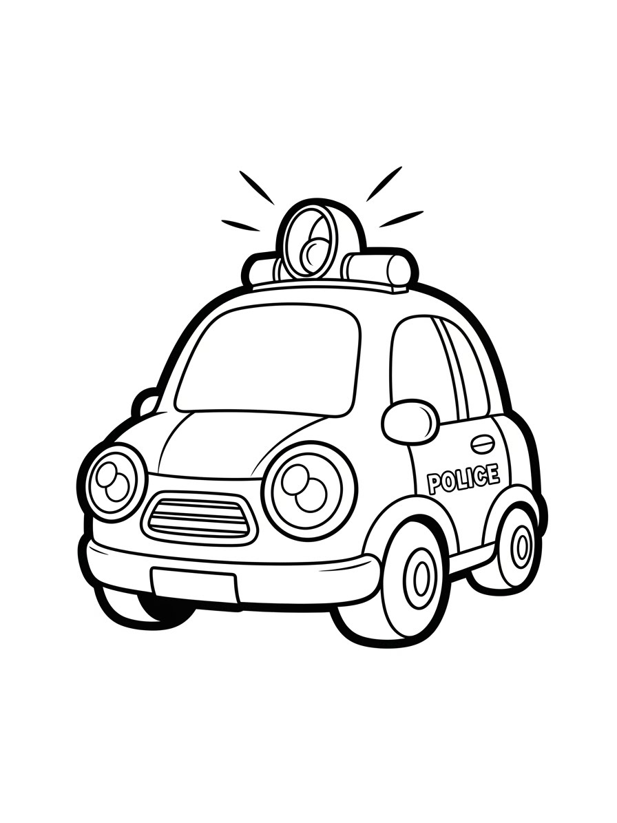 Desenho do Carro da Polícia com faróis para colorir