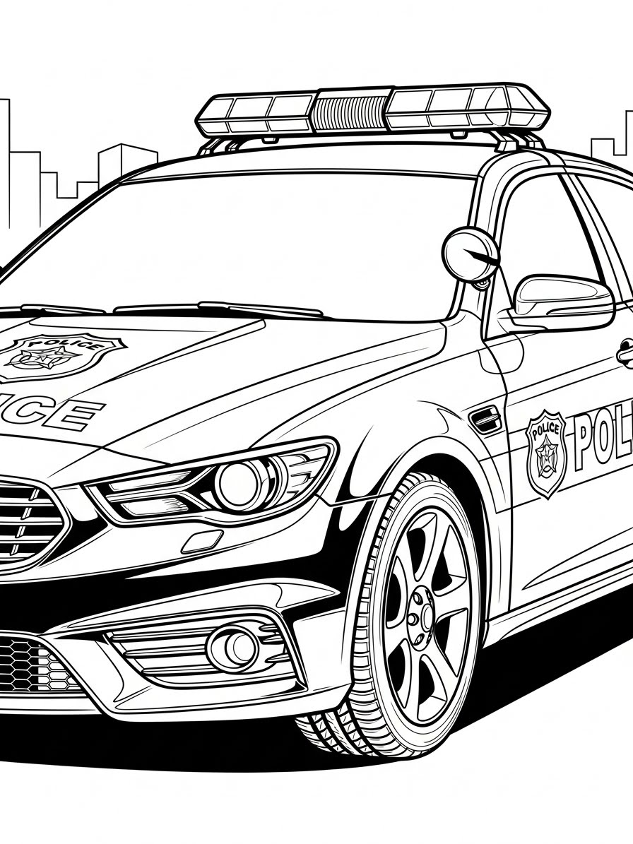Desenho do Carro da Polícia moderno para colorir