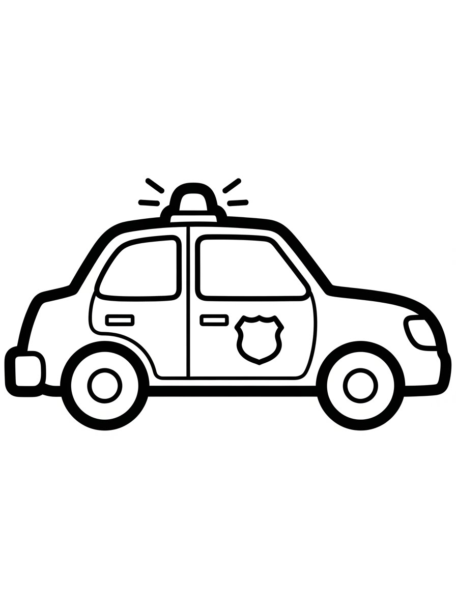 Desenho do Carro da Polícia com sirene para colorir