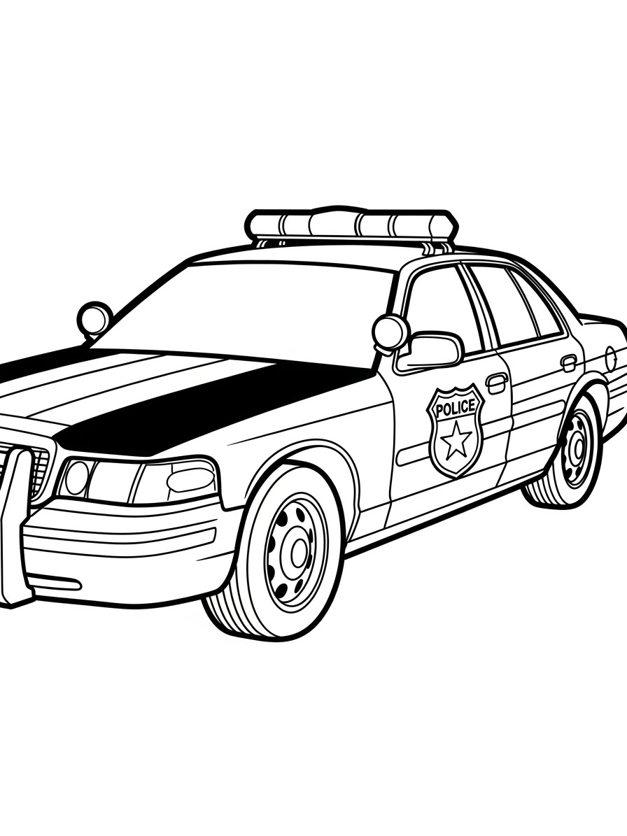 Desenho do Carro da Polícia com detalhes para colorir