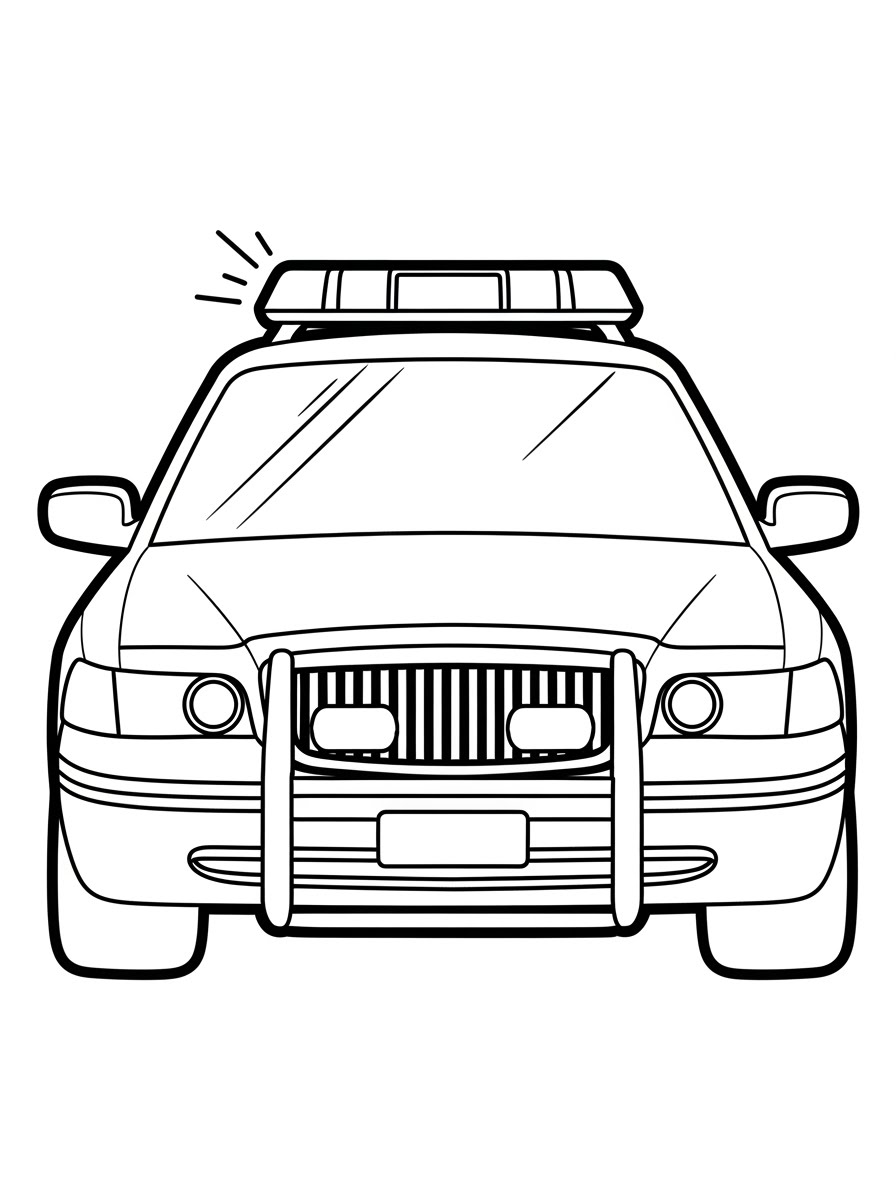 Desenho do Carro da Polícia frontal para colorir