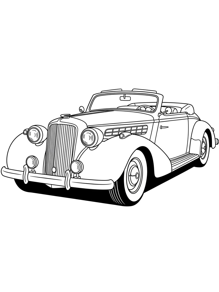 Desenho de Carro Clássico conversível para colorir