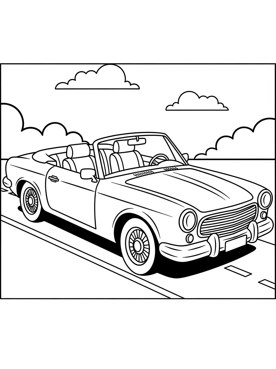 Desenho de Carro conversível clássico para colorir