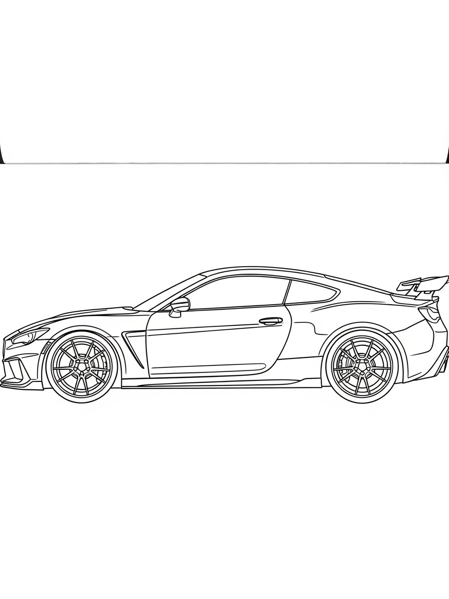 Desenho de Carro Esportivo com linhas detalhadas para colorir