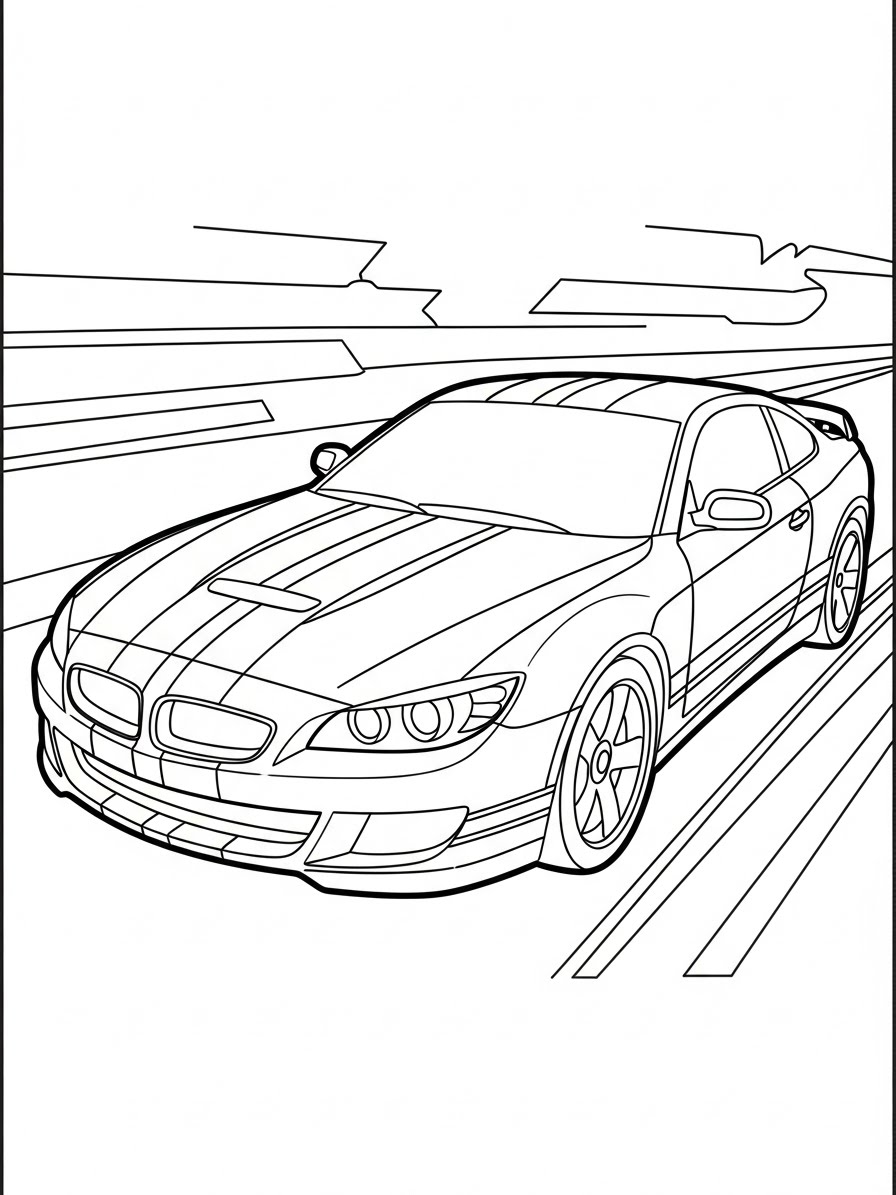 Desenho de Carro Esportivo com linhas elegantes para colorir