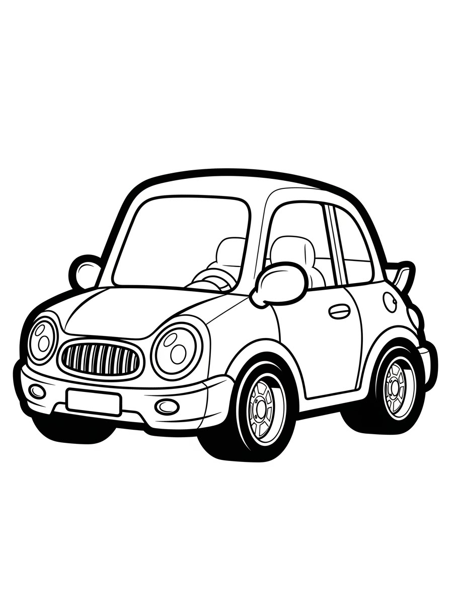 Desenho de Carro simpático e redondo para colorir