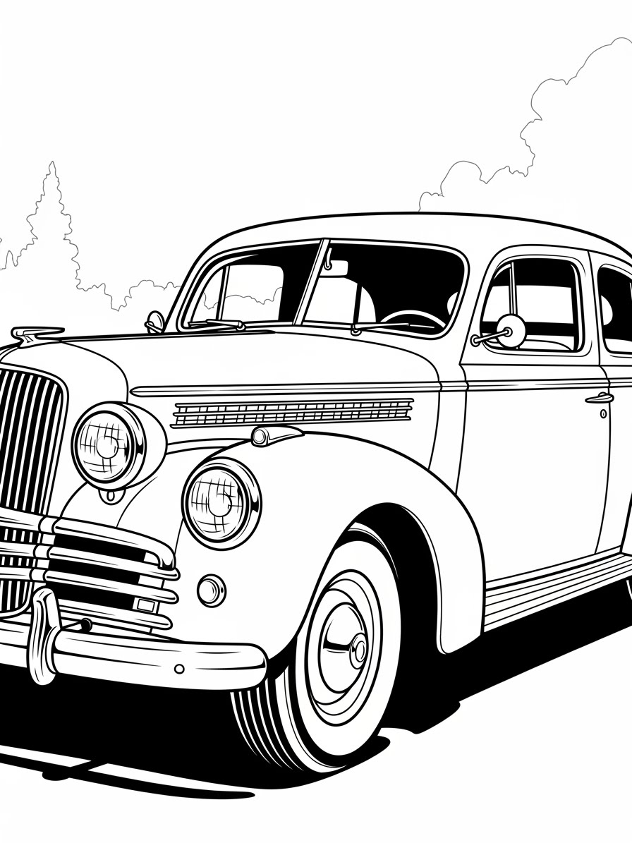 Desenho de Carro Clássico Vintage para colorir
