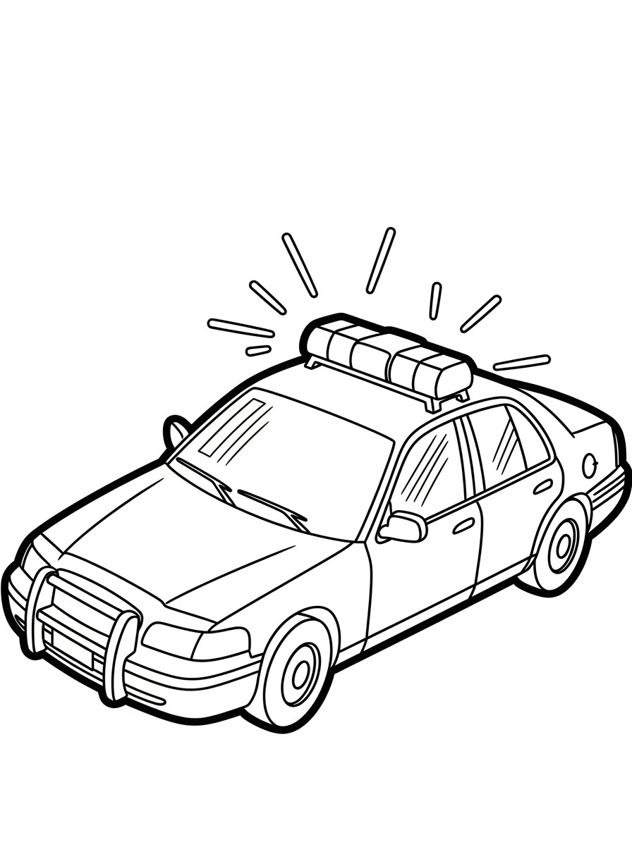 Desenho de Carro Policial clássico para colorir